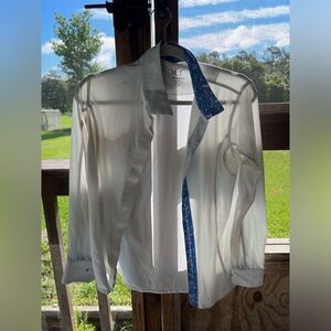 Piper Snap Collar Equestrian Show Shirt - Size Small - White